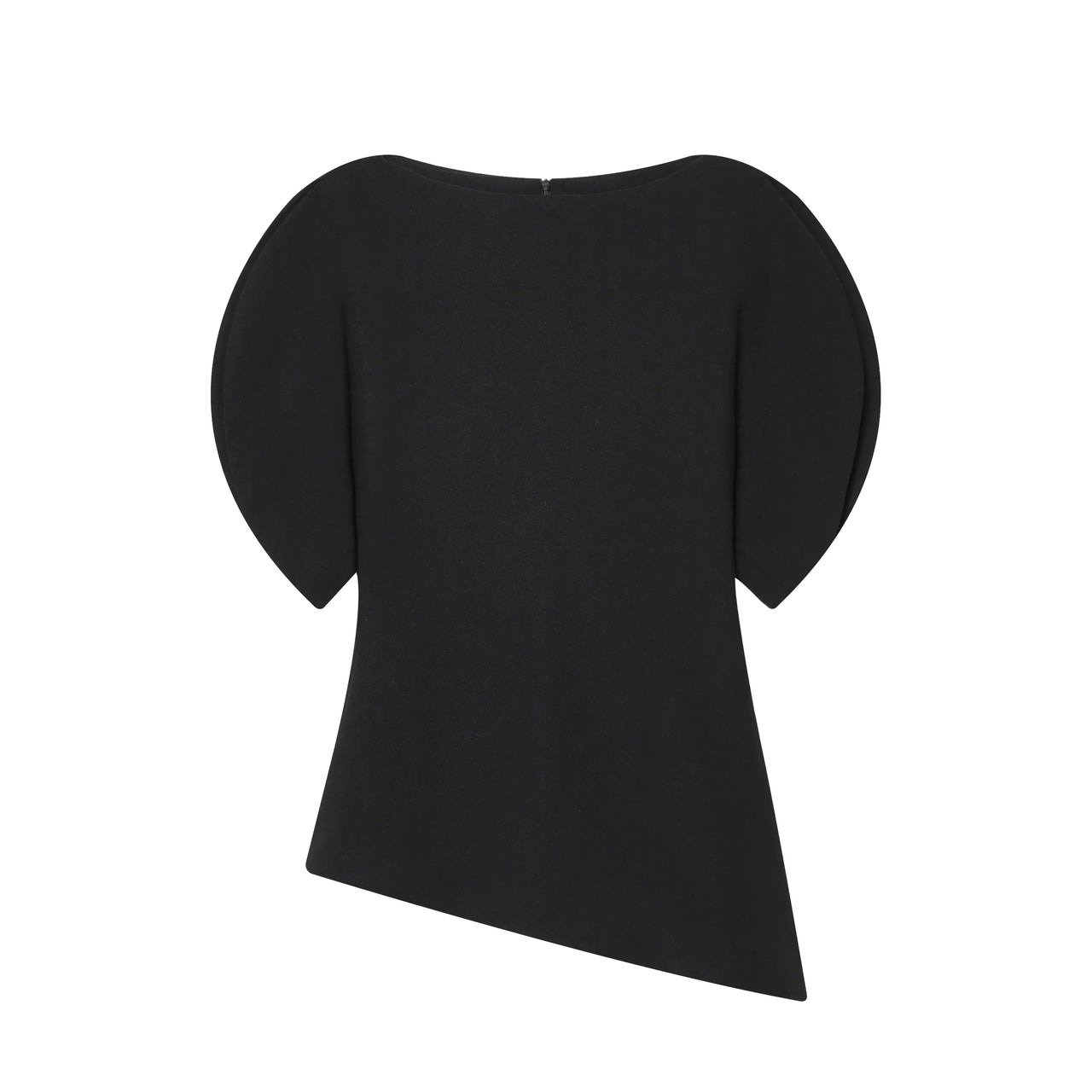 HH Women Vintage Black Short Puff Sleeve Shirts O Neck Asymmetrical Hem Blouse 2026 Spring Trend High Street Lady Chic Tops
