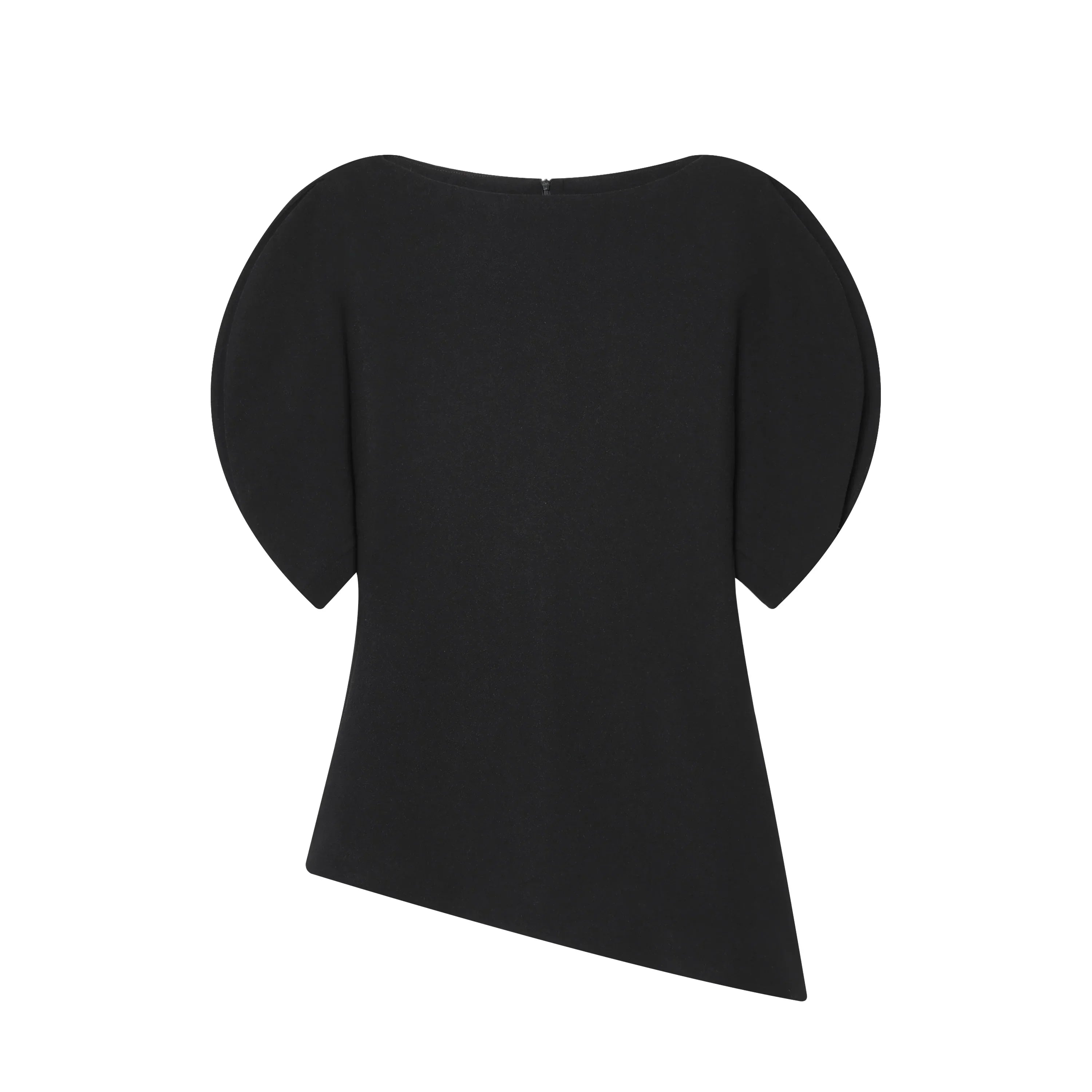 HH Women Vintage Black Short Puff Sleeve Shirts O Neck Asymmetrical Hem Blouse 2026 Spring Trend High Street Lady Chic Tops