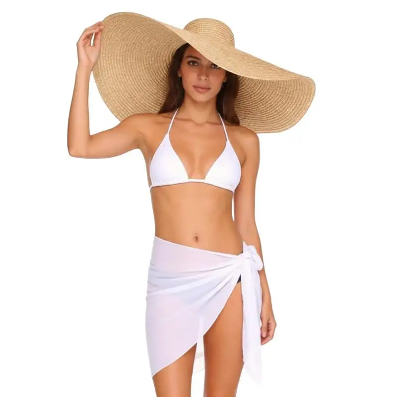 Women Chiffon Short Sarong Swimsuit Coverups Beach Bikini Wrap Sheer Short Skirt Chiffon Scarf Bathing Suit Cover Ups Swimwear
