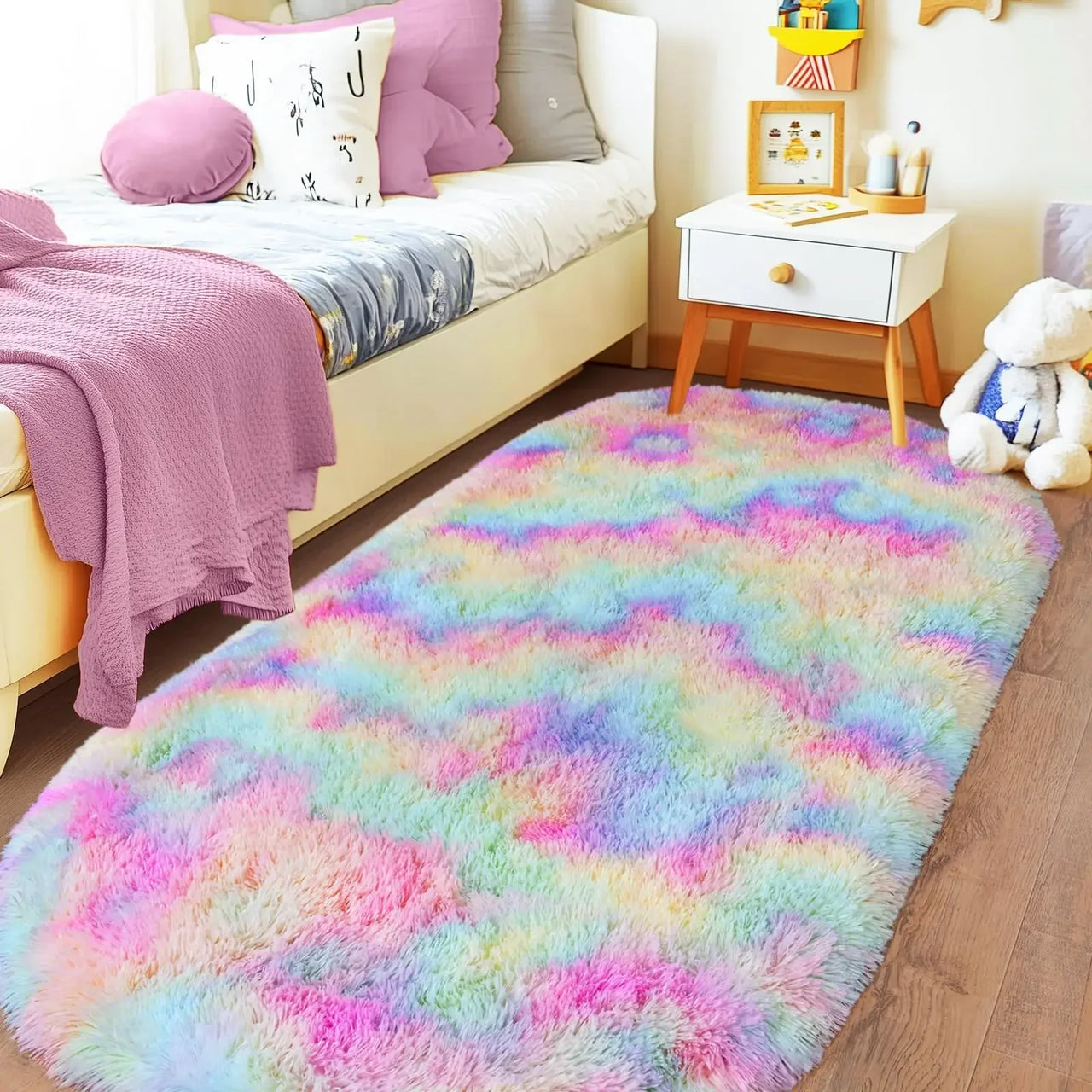 VIKAMA Simple And Soft Fleece Rug Soft And Plush Bedside Rug For Bedroom, Children's Room Floor Mat, Home Decoration