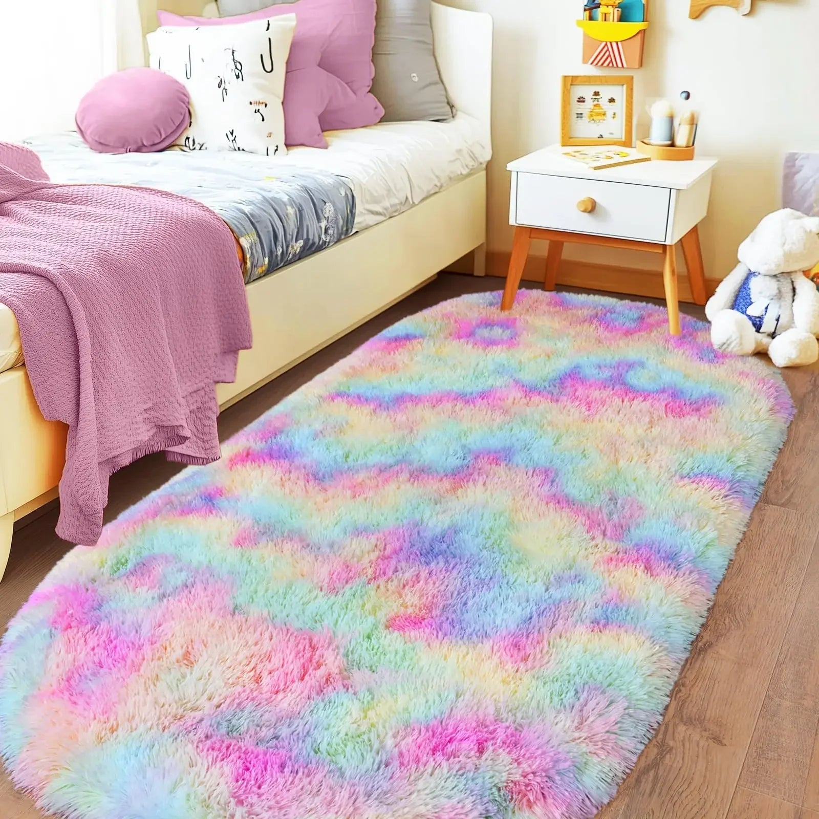 VIKAMA Simple And Soft Fleece Rug Soft And Plush Bedside Rug For Bedroom, Children's Room Floor Mat, Home Decoration