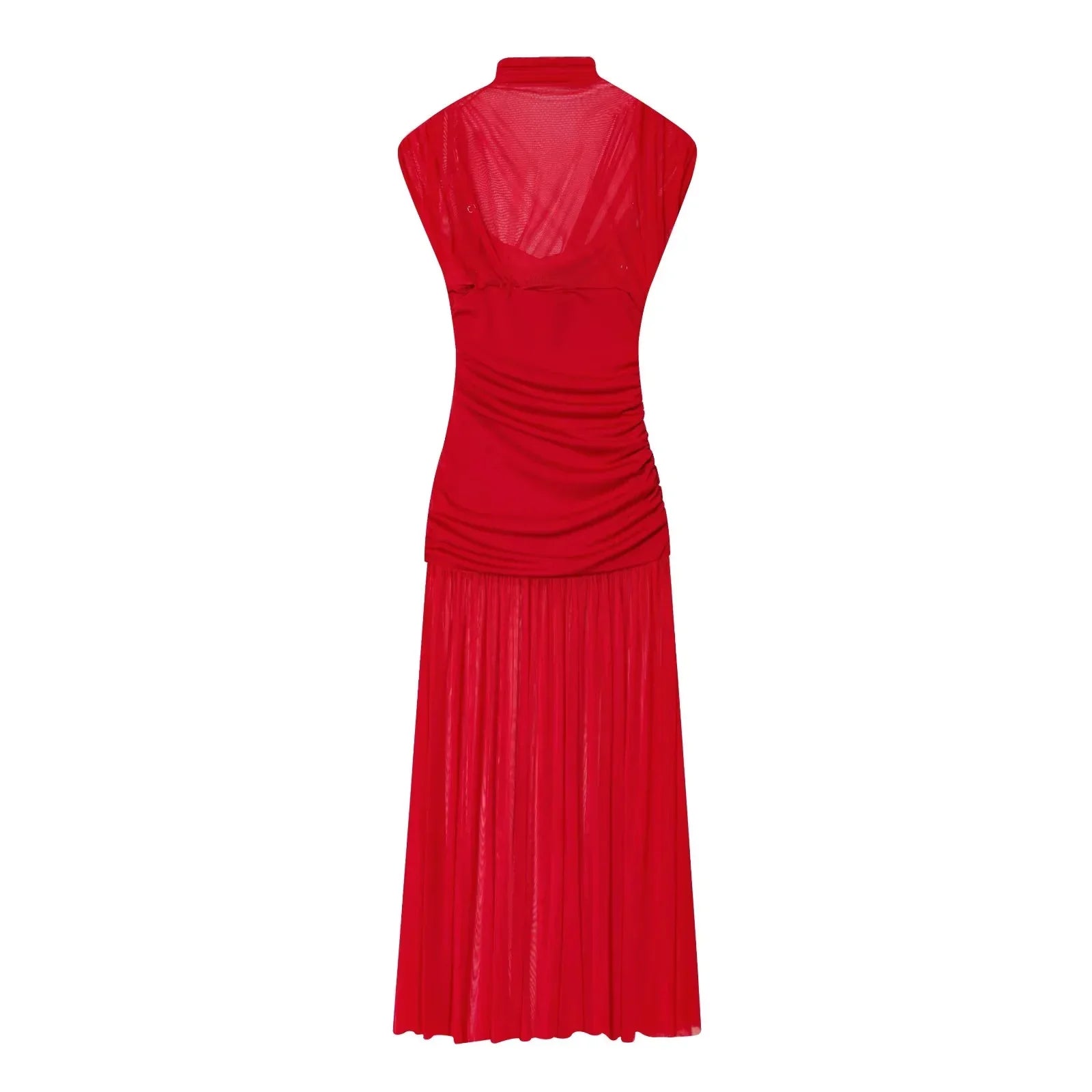 KONDALA 2026 Spring Summer Elegant Women Dresses Wedding Guest Ladies Patch Work Tulle Dresses Valentine‘s Day Woman Dresses