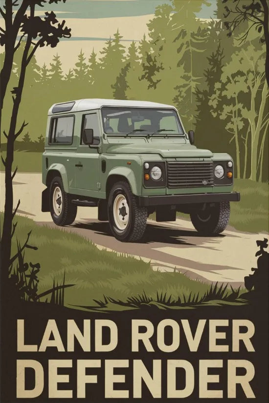 L-and-R-over Defender 90 Offroad Poster Classic Retro Automotive Poster Canvas Prints Classic Off-road Vehicle Aesthetic Print