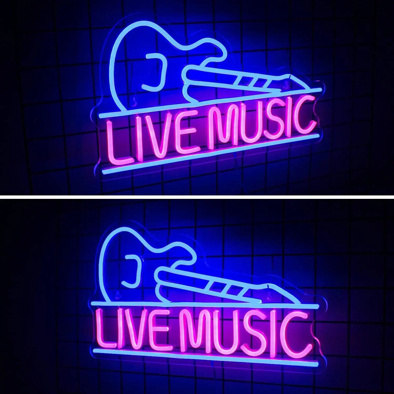 Live Music Neon Signs Guitar Neon Light Sign Wall Decor for Bedroom Music Party Bar Music Club Man Cave USB Powered