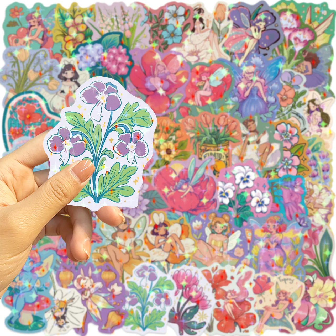 50/100PCS Cartoon Flower Fairy Star Film Graffiti Stickers Decorative Guitar Notebook Luggage DIY Stickers