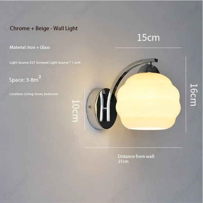 European New LED Retro Glass Wall Lamp Living Room Corridor Bedroom Bedside Decorative Lighting E27