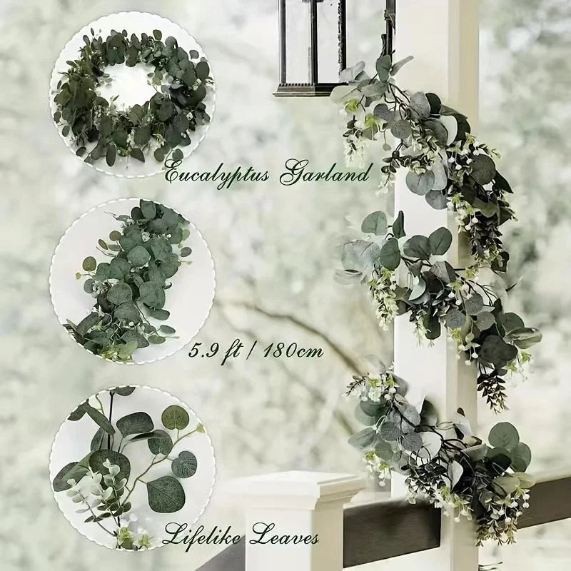 Artificial Eucalyptus Leaves Plant Green Hanging Plant Outdoor Garden Wedding Home Party Deco Greenery Foliage Vine Home Decor