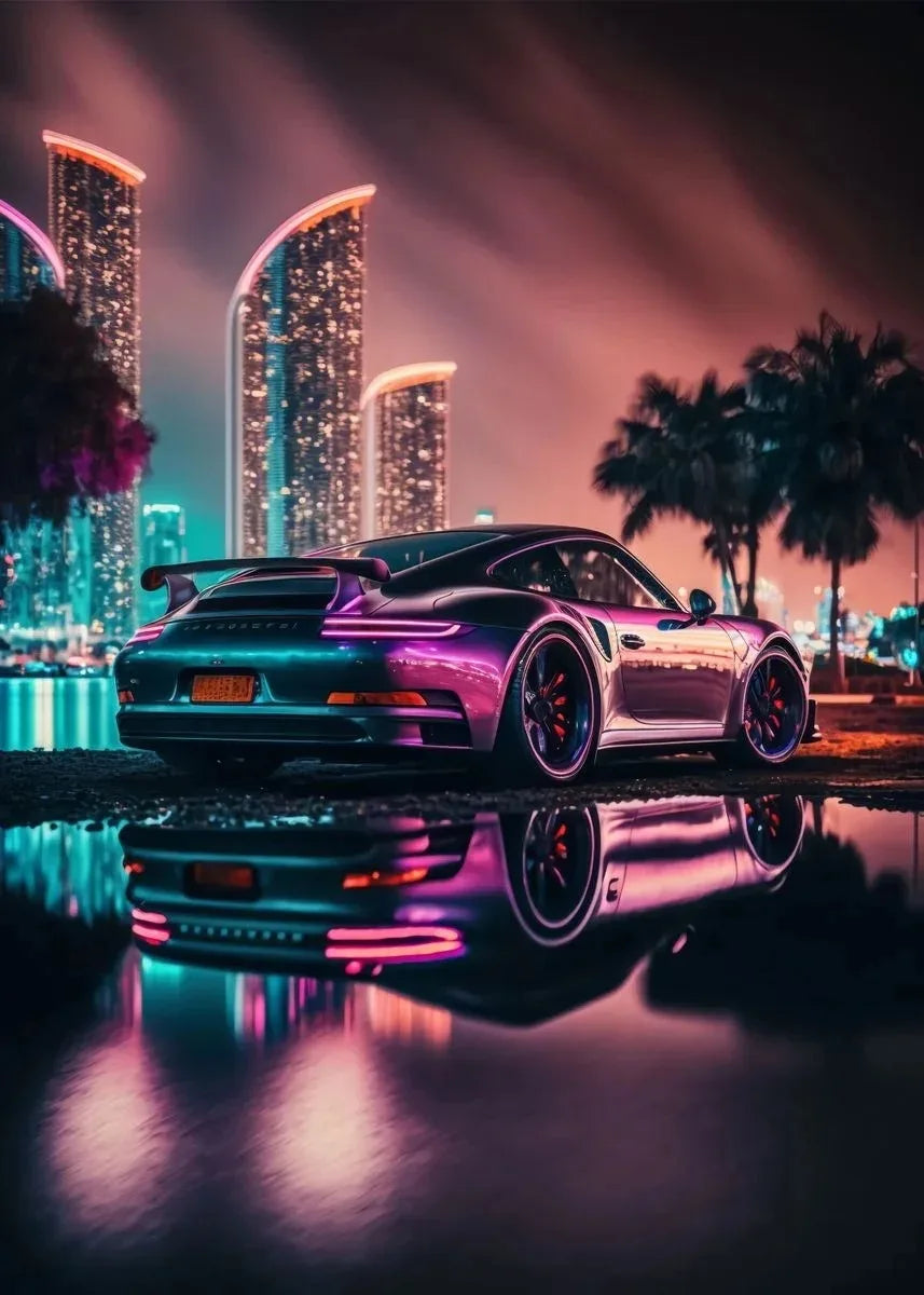 Trending Cars Retro Porsche 911 GT3 RS City Poster and Prints Canvas Painting Wall Art Pictures for Home Living Room Cuadros