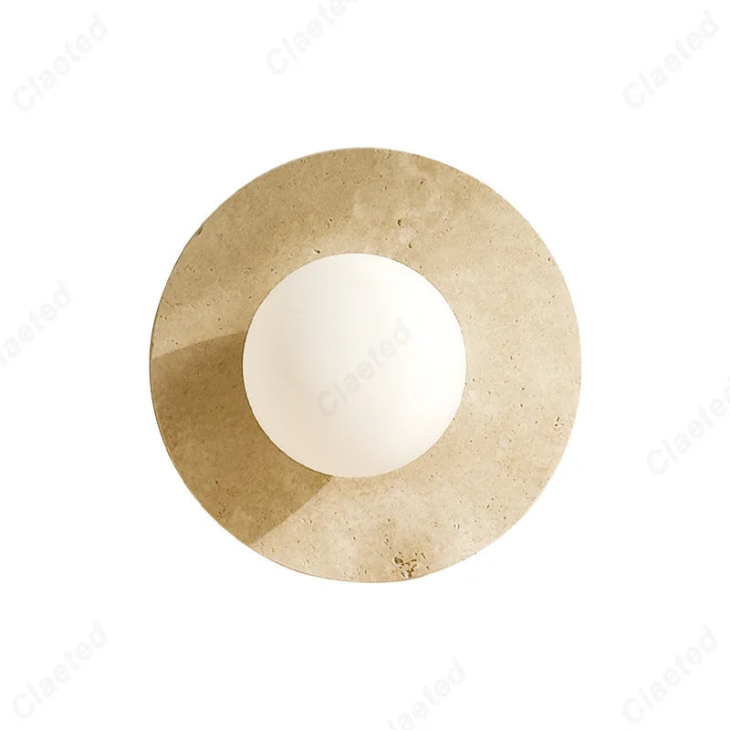 New LED Yellow Cave Stone Round Wall Lamp Living Room Corridor Porch Bedroom Bedside Wall Decorative Lighting