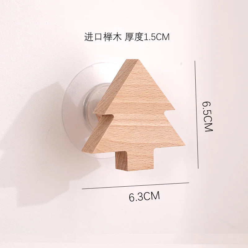 Star Moon wooden decoration Hooks Cute Cartoon animal adhesive wall omnipotent Hooks key holder for the wall home and decoration