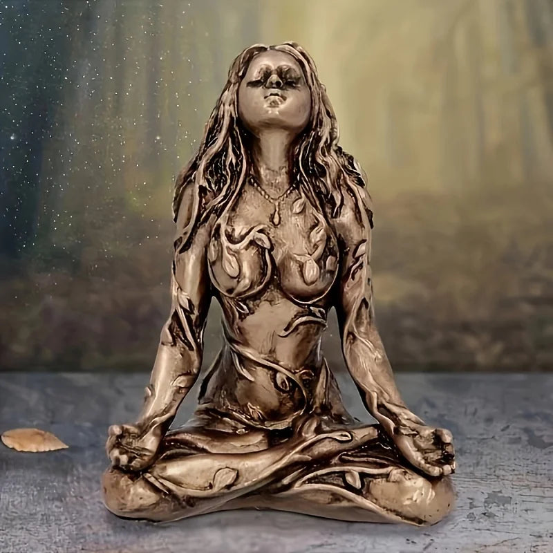 Goddess Statue, Gaia Statue, Mother Earth Nature, Moon Statue, Resin Witch Spirit Statue, Home Room Decoration, Garden Decoratio