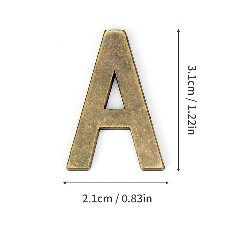 Metal Self Adhesive House Number English Alphabet Letters for Apartment Room Door Plate Table Mailbox Number Stickers 3*2cm
