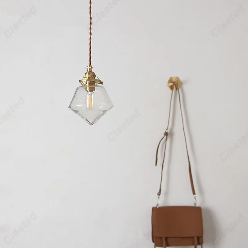 European-style Simple Retro LED Glass Chandelier Restaurant Living Room Aisle Balcony Bedside Decorative Lighting