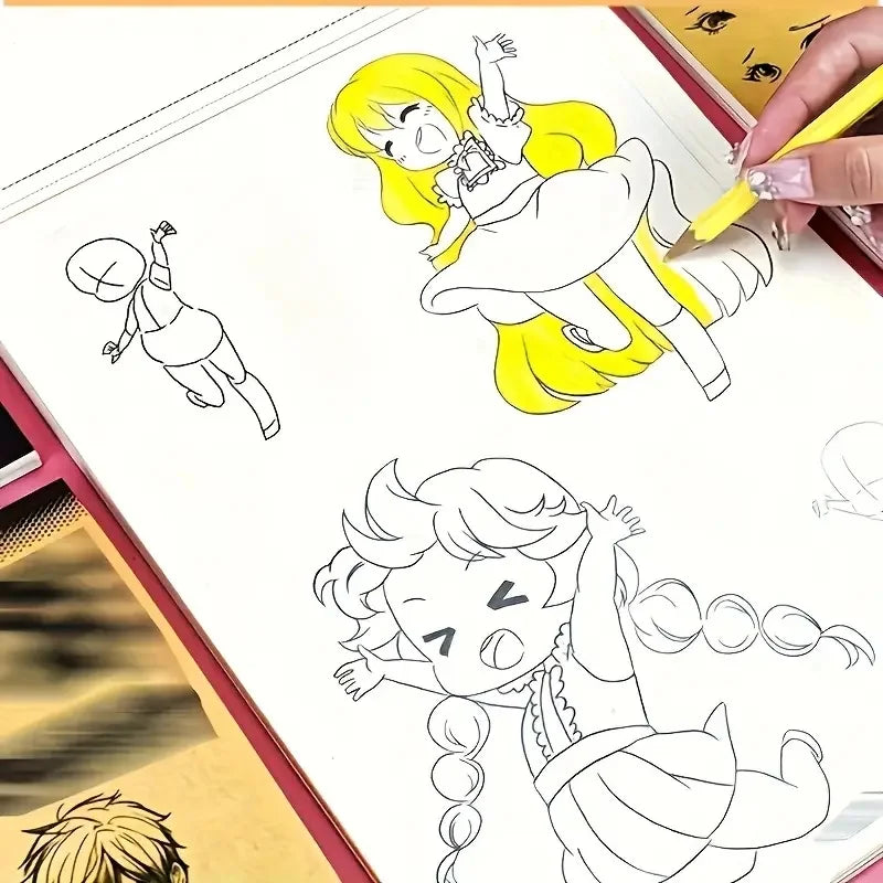 Anime Character Line Art Drawing Book for Beginners - 48 Pages of Simple Hand-Drawn Outlines for Tracing & Practice Painting