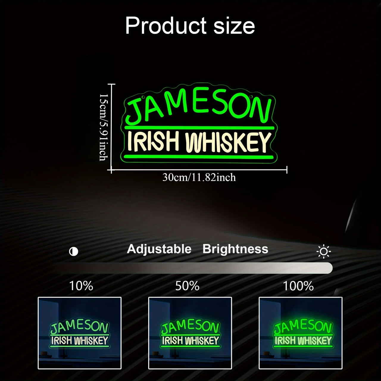 Jameson Irish Whiskey Brand Logo Neon Sign Light for Home Bar Pub Man Cave Wall Decor LED Neon Light  Gift for Whiskey Lovers