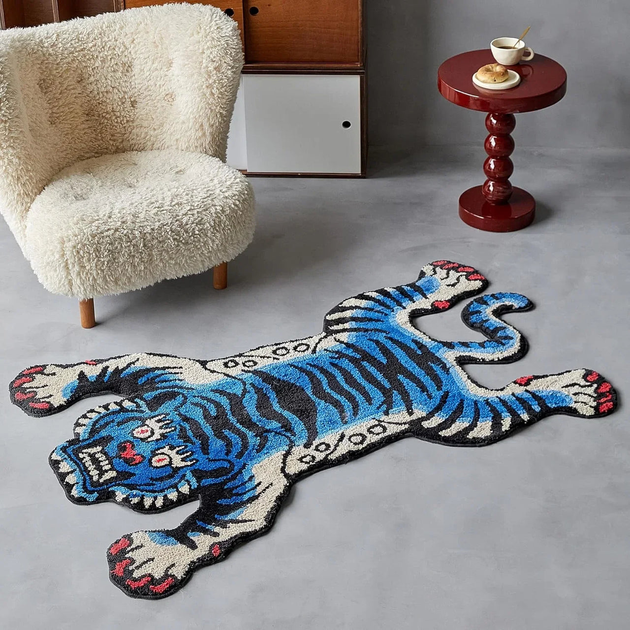 VIKAMA Tiger Sleeping Tiger Faux Cashmere Decorative Carpet Is Soft And Comfortable For Bedroom, Bedside And Home Decoration