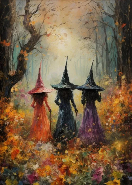 Witch Magical Art Print Witch with Full Moon Wall Decor Darkness Witches Painting Wall Decor Canvas Poster Dark Romantic Decor