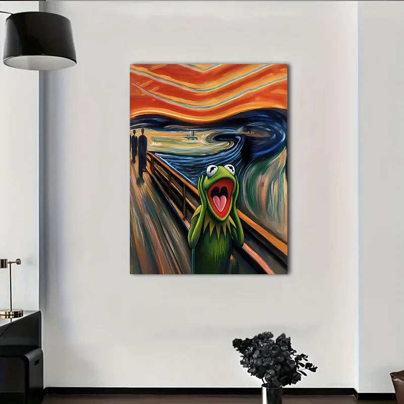 Modern Abstract Wall Art Screaming Frog Painting HD Canvas Print Poster Home Living Room Bedroom Classroom Decoration