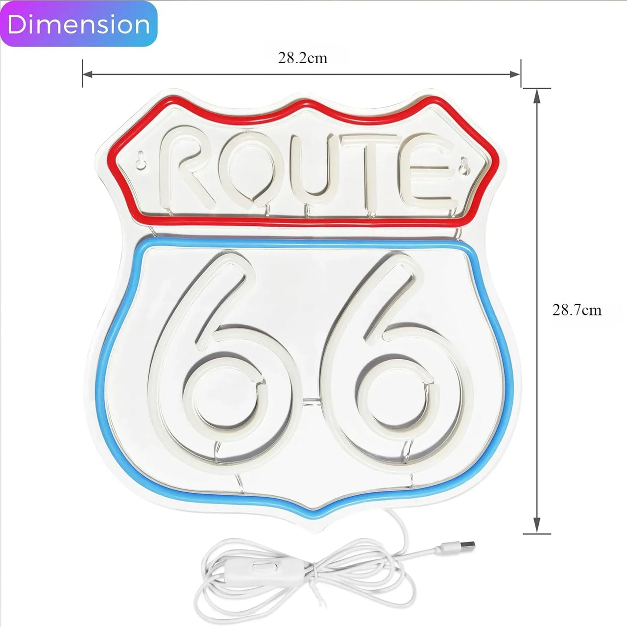 Route 66 Neon Signs LED Light Signs Bedroom Walls Decorated with Blue Neon Games Room Walls Signs Party Lights Club Neon