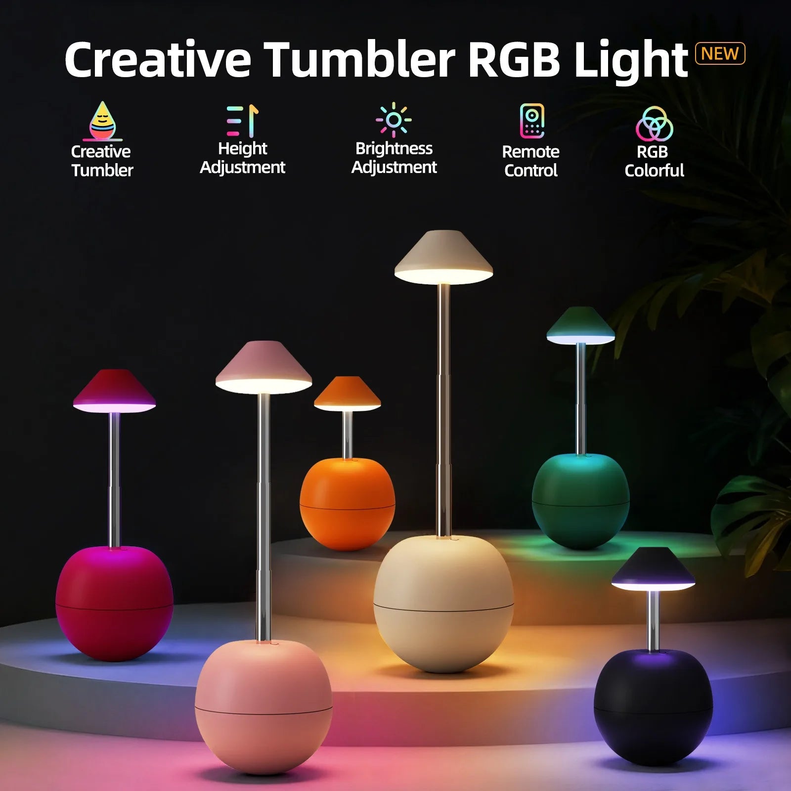 LED Touch Desk Lamp with Remote Control Adjustable Height Desk Light RGB Light Suitable for Living Room Bedroom Bedside Lamp