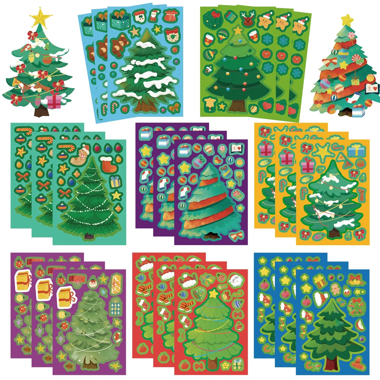 8/16/24PCS Toy Puzzle Stickers Christmas Tree Make a Face Stickers DIY Handicrafts Waterproof Stationery Stickers