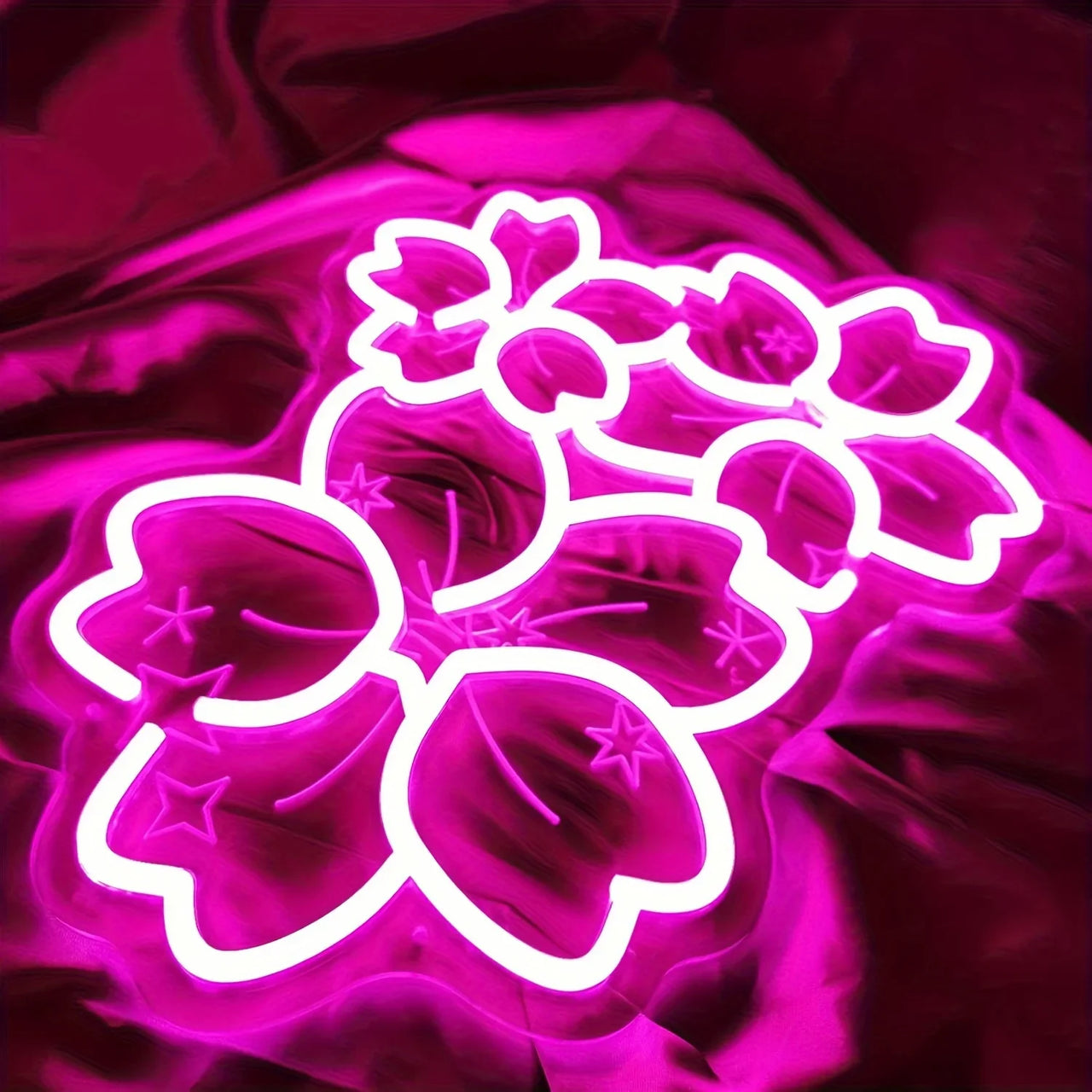Pink Glow Flower Design LED Neon Sign Creates Romantic Atmosphere for Bedroom Living Room Wedding Party Decor Wall Art Lighting
