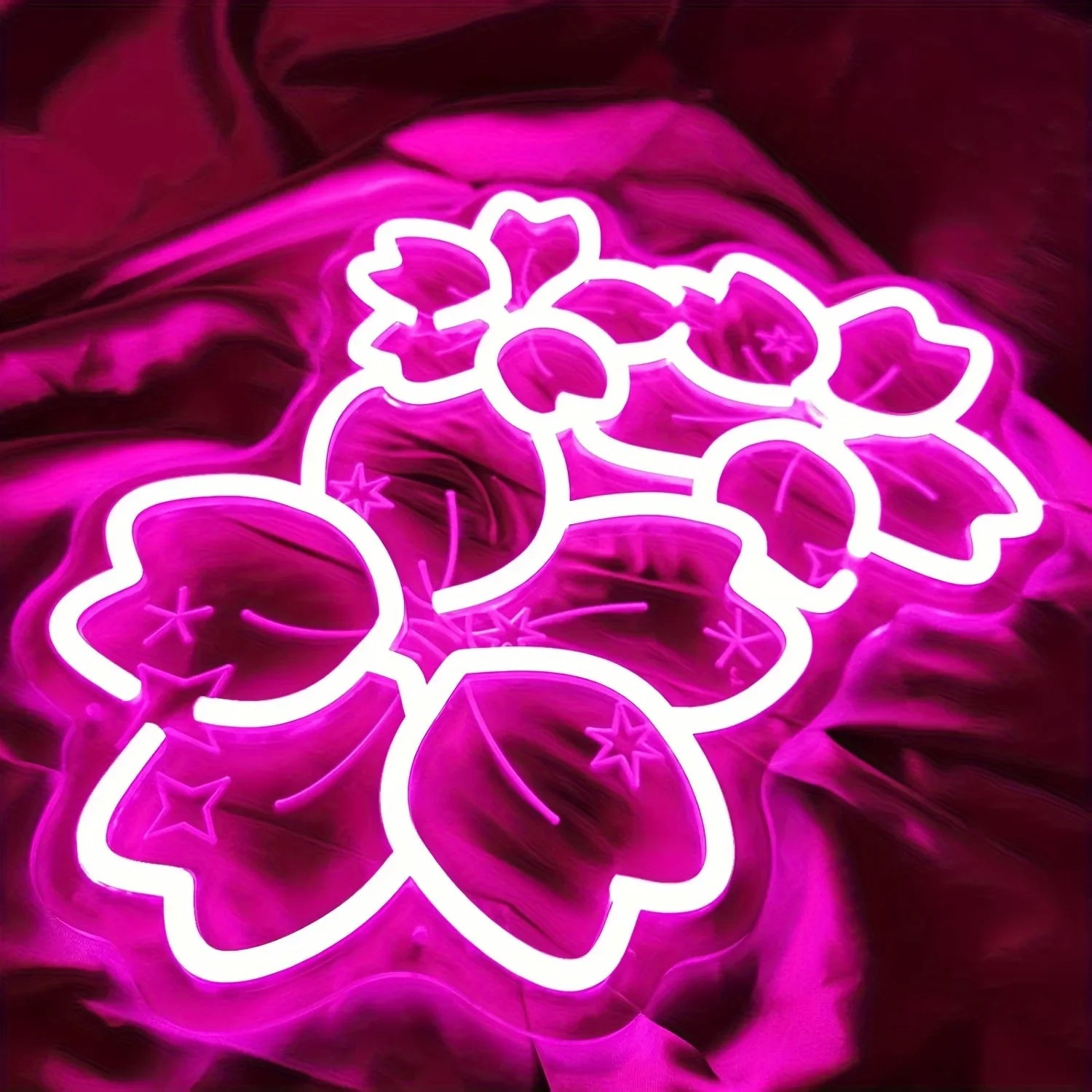 Pink Glow Flower Design LED Neon Sign Creates Romantic Atmosphere for Bedroom Living Room Wedding Party Decor Wall Art Lighting