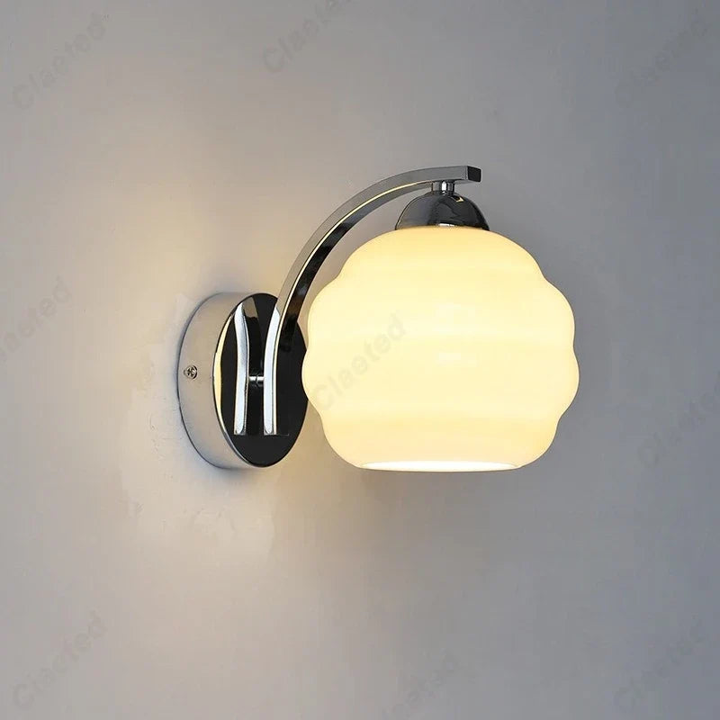 European New LED Retro Glass Wall Lamp Living Room Corridor Bedroom Bedside Decorative Lighting E27