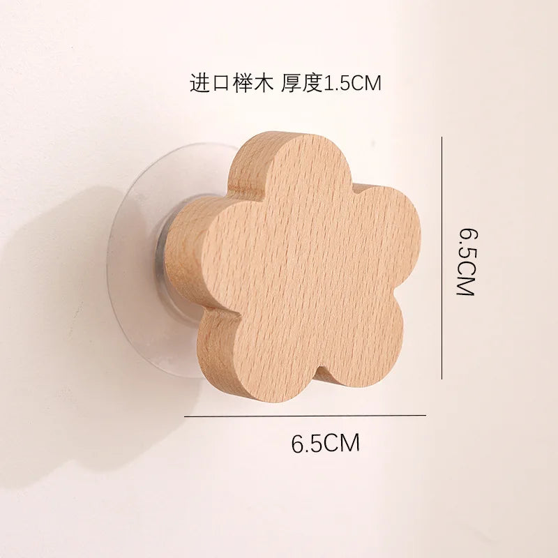 Star Moon wooden decoration Hooks Cute Cartoon animal adhesive wall omnipotent Hooks key holder for the wall home and decoration