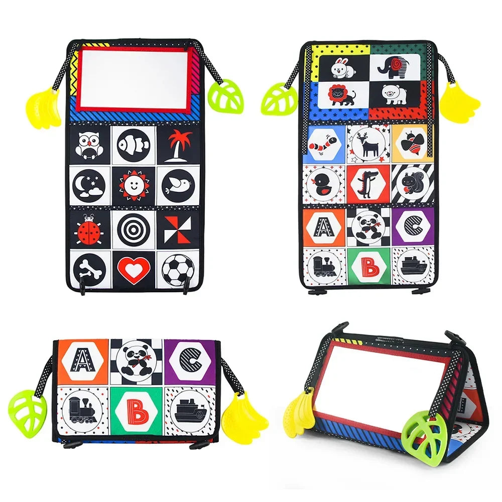 Black and White Baby Floor Mirror Tummy Time Sensory Toys 6-24 Months Baby Toys Montessori Toys Crawling Development Baby Toys