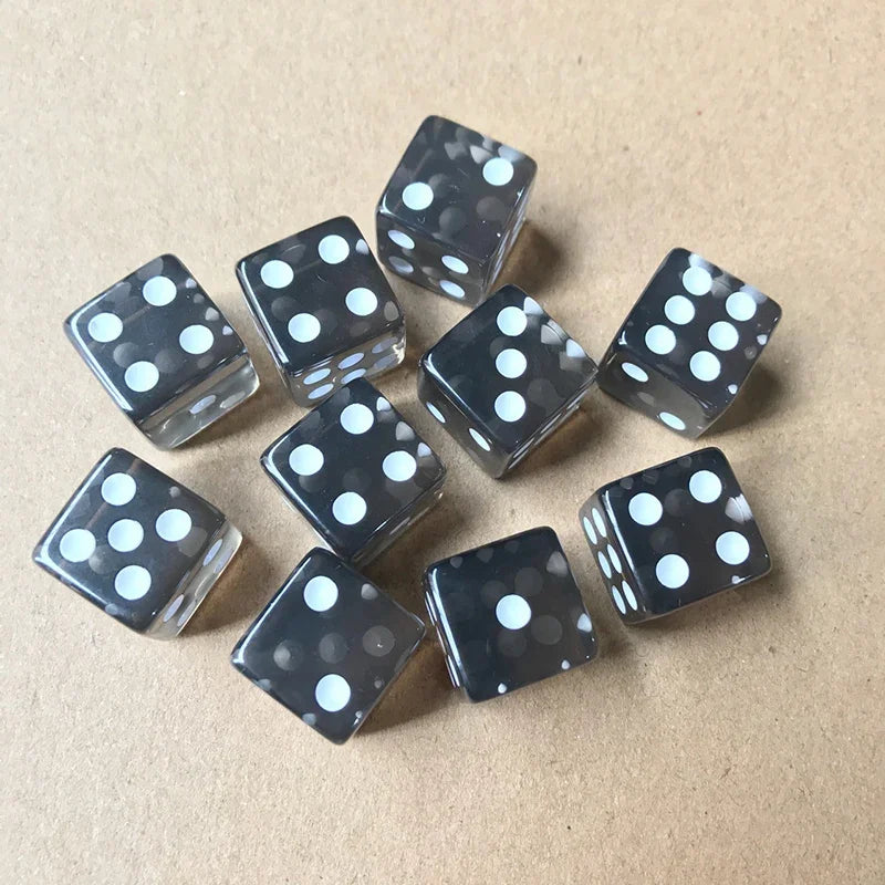 10pcs/set Transparent Dice Right Angle Dice Board Game Accessories 16mm