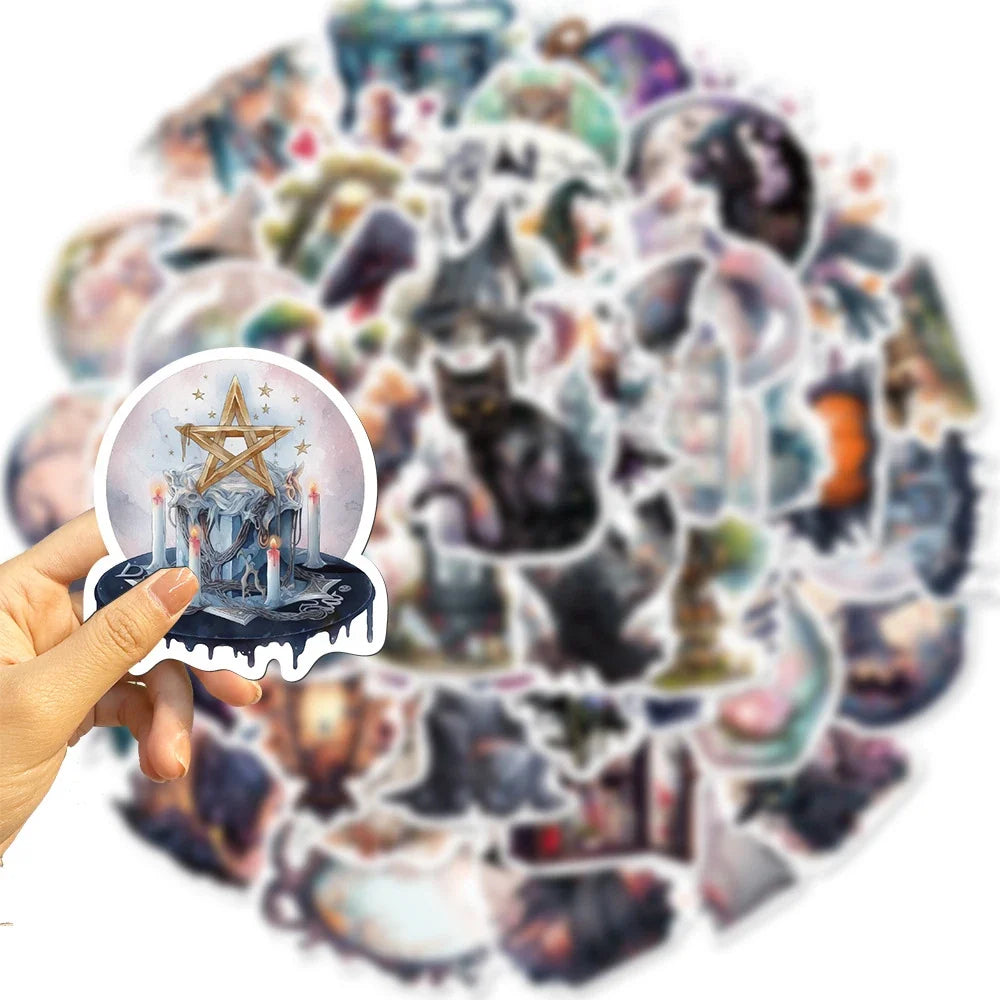 10/30/50PCS Cool Magic Witch Gothic Cartoon Stickers Aesthetic Anime Decals Skateboard Phone Laptop Suitcase Decorative Sticker