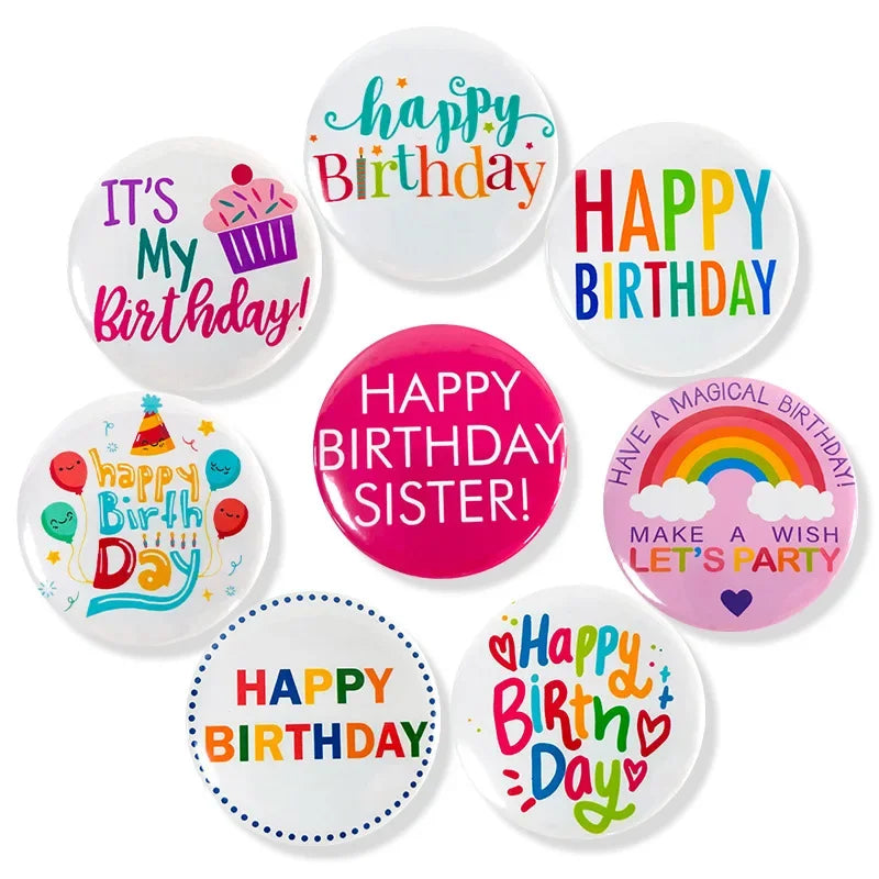 New Happy Birthday Theme Emblem Birthday Party Children's Adult Clothing Decoration Badge Birthday Party Decoration Souvenir