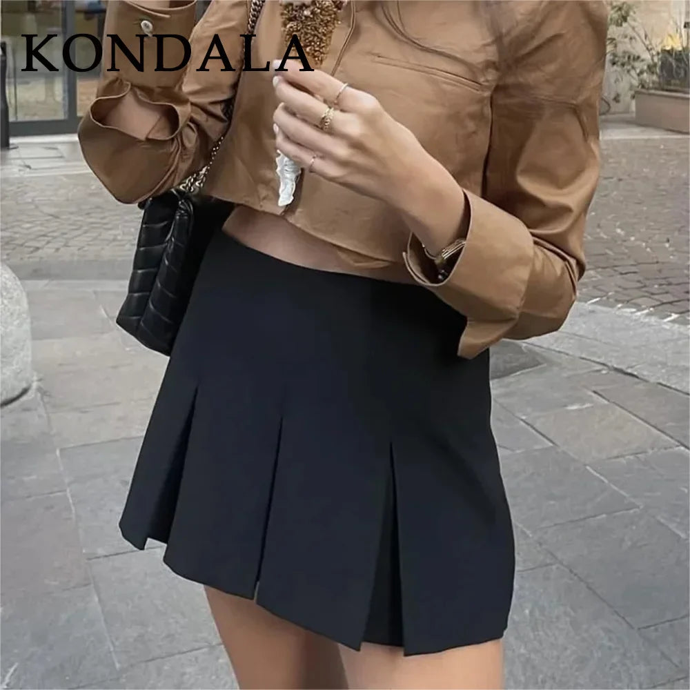 KONDALA 2026 Spring Summer Women Casual Tierred Mini Skirts Fashion Vintage Valentine‘s Day Ruffles Pleated Sexy Shorts Skirts
