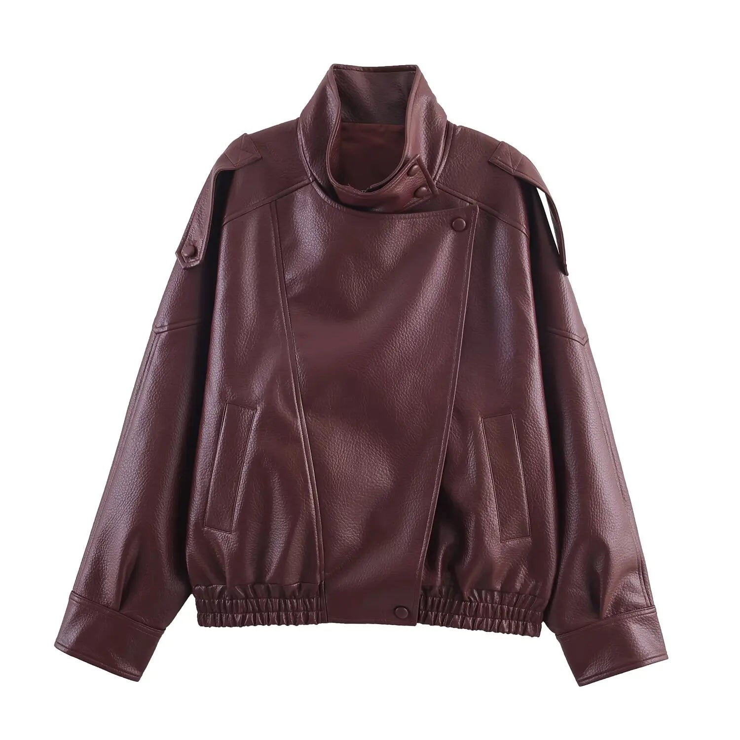 HH Women Autumn Elegant Street Style Coats Woman Asymmetric Button Pocket Long Sleeves Black Loose Zipper Slim Jackets