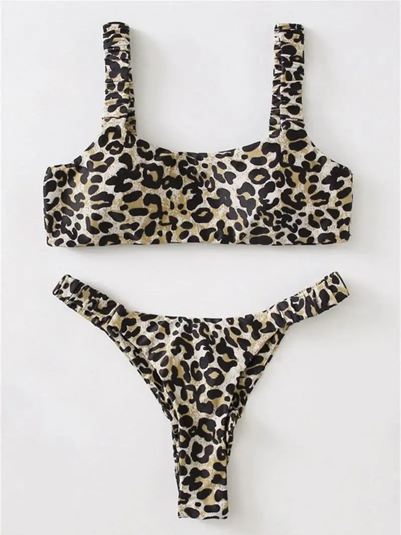 Sexy Micro Bikini 2026 Women Orange Leopard Push Up Padded Thong Swimsuit Female Cut Out Bathing Suit Swimwear Trajes De Baño