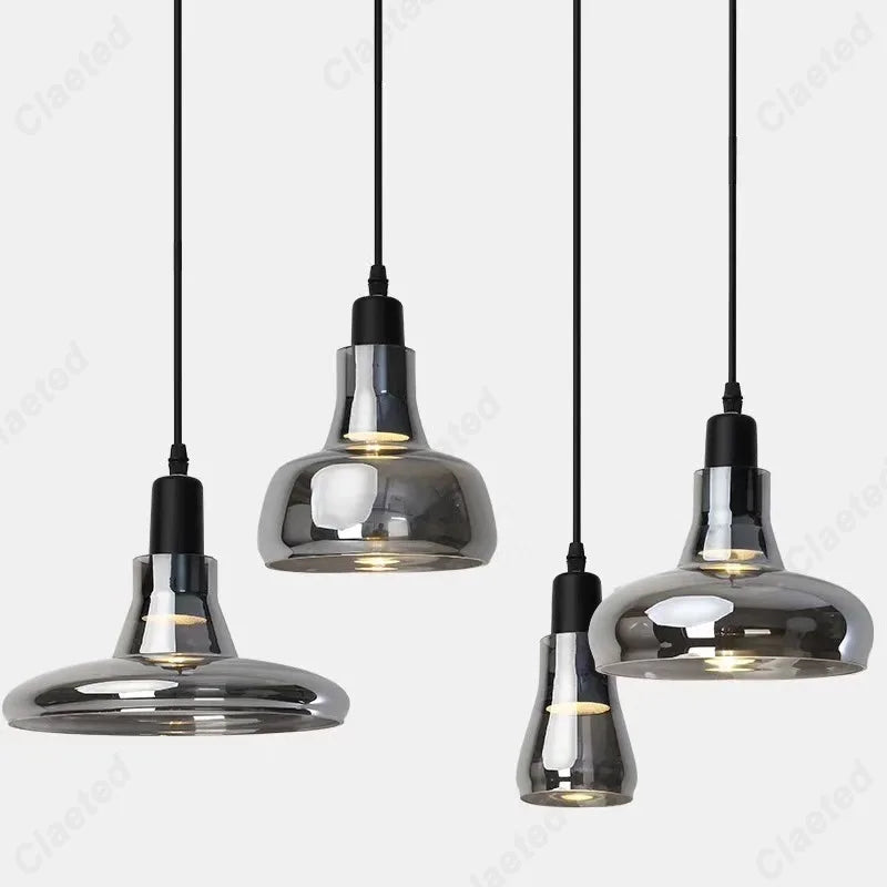 European Modern Minimalist LED Glass Chandelier Bar Restaurant Living Room Coffee Shop Bedroom Decorative Lighting