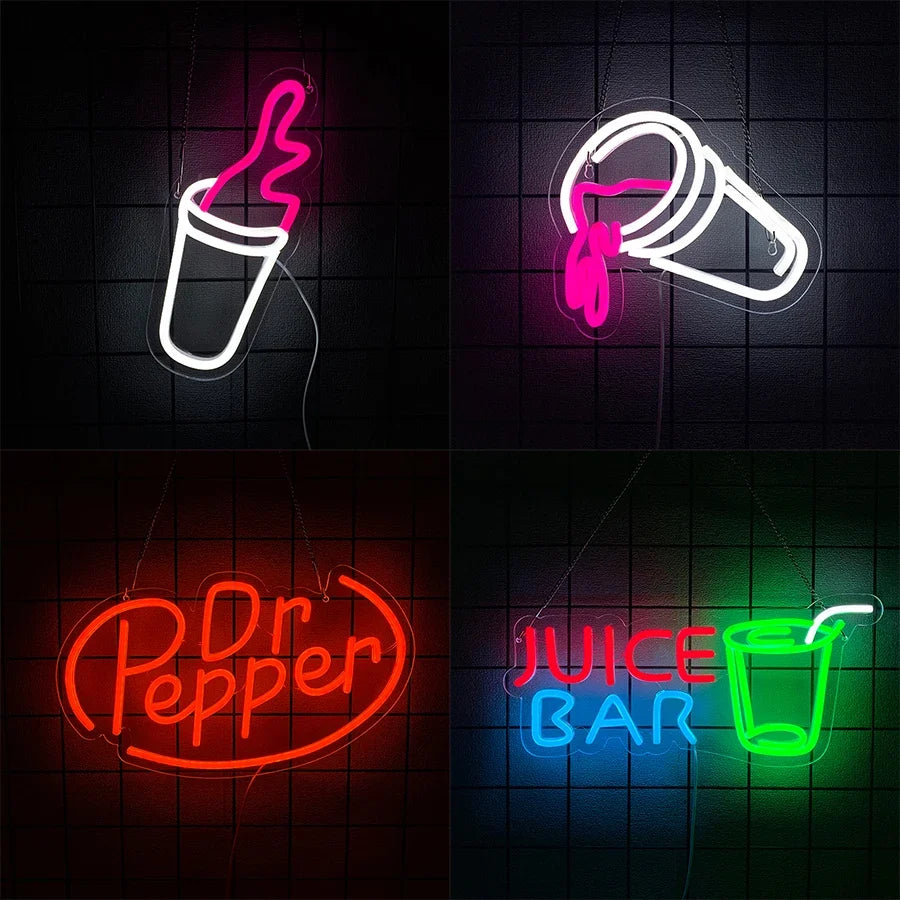 Beverage Series Neon Signs, Business Wall Lamp On Shop Wall, Usb Powered, Used For Decor Of Clubs, Cafes, Bars And Restaurants.
