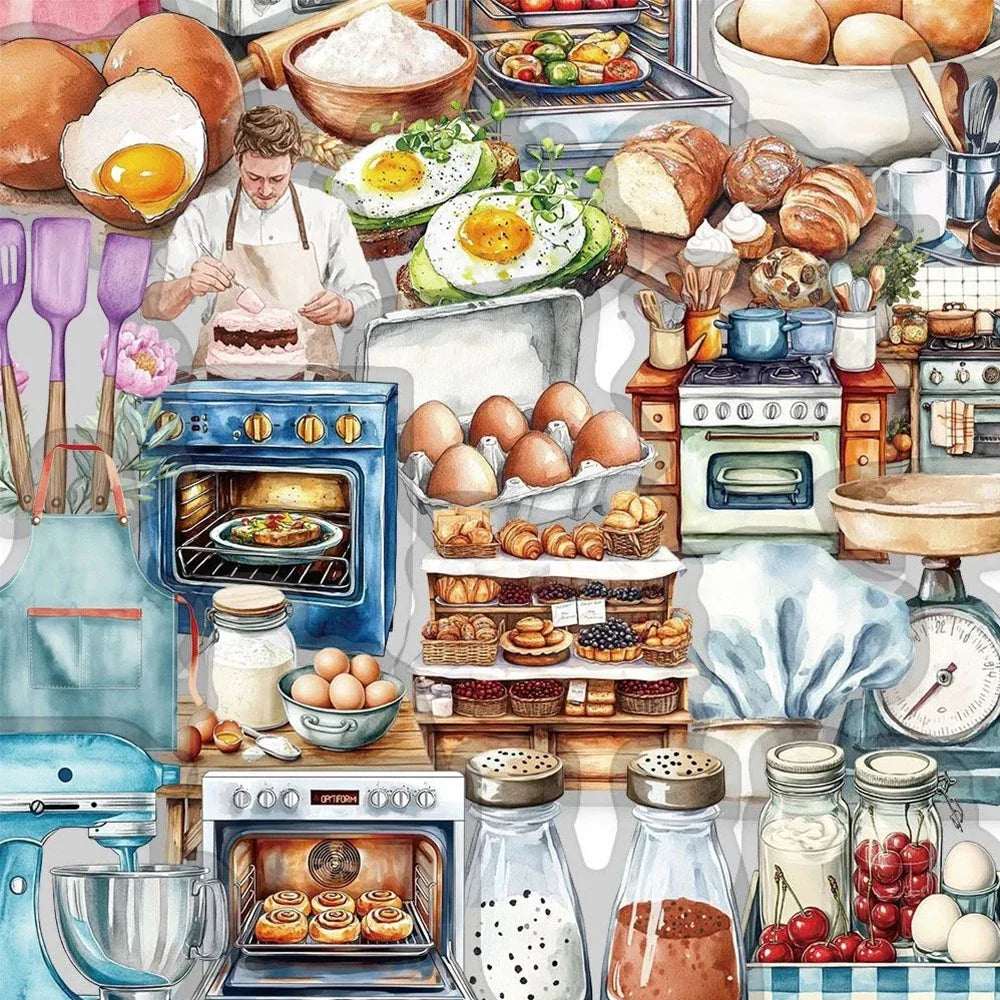 10/30/50pcs Transparent Baking Cartoon Food Aesthetic Stickers Decals DIY Laptop Phone Fridge Diary Decoration Sticker Kids Toys