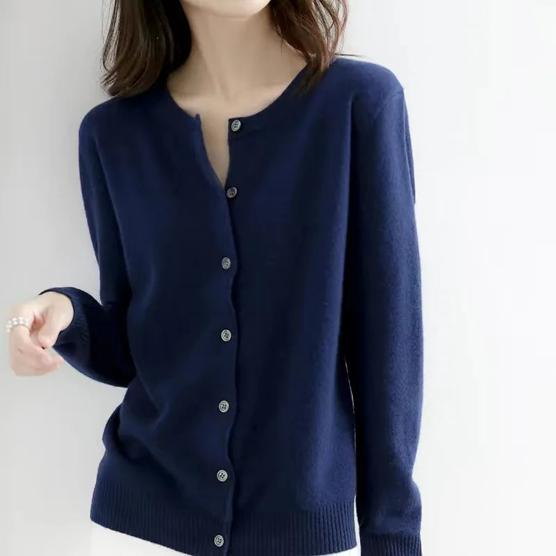 AOSSVIAO 2026 Women Cardigans Sweater O-neck Autumn Winter Knitted Cashmere Cardigans Solid Single Breasted Womens Sweaters
