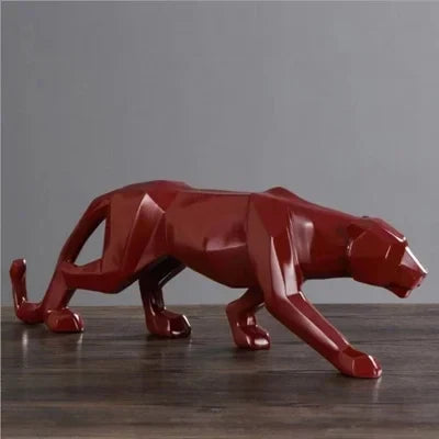 Home Decor Panther Statue Animal Figurine Abstract Geometric Style Resin Leopard Sculpture Home Office Desktop Decoration Crafts
