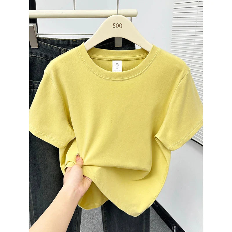 2026 Summer New High Quality Casual T Shirt Sexy Short Sleeved Sleeves Fashion Trend Solid Women Clothing Y2k Tops