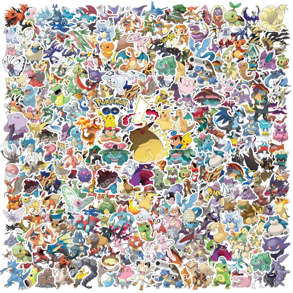 300Pcs Pokemon Cute Pikachu Stickers Charizard Album Pokédex DIY Laptop Car Luggage Kawaii Waterproof Anime Sticker Toy