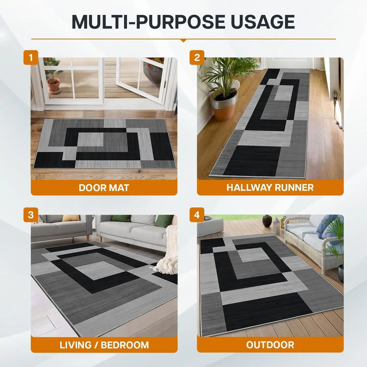 VIKAMA Geometric Style Living Room Carpet, Durable And Slip-Resistant Sofa, Coffee Table Rug, Bedroom Floor Mat, Home Decoration