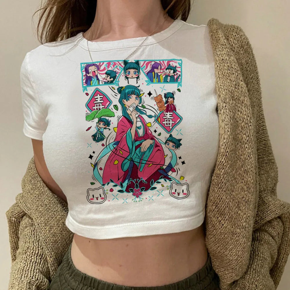 Maomao the Apothecary Diaries crop top y2k cute harajuku Slim Fit Cute babydoll summer girls tees