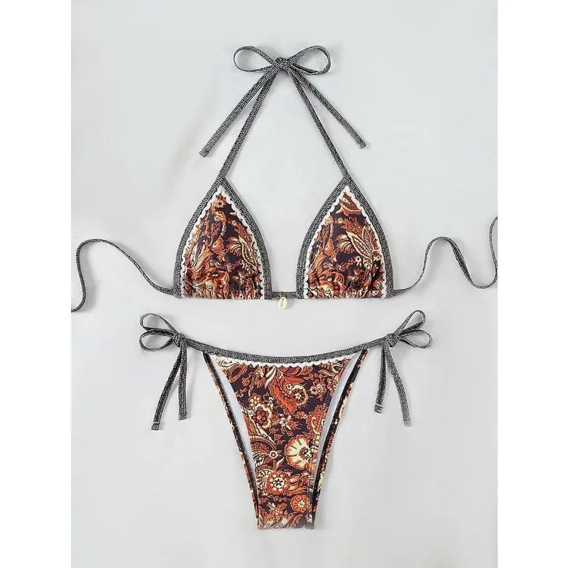 2026 New Halter String Triangle Two Piece Bikini Women Swimwear Female Swimsuit Bathers Bathing Swimming Suit Beachwear Summer
