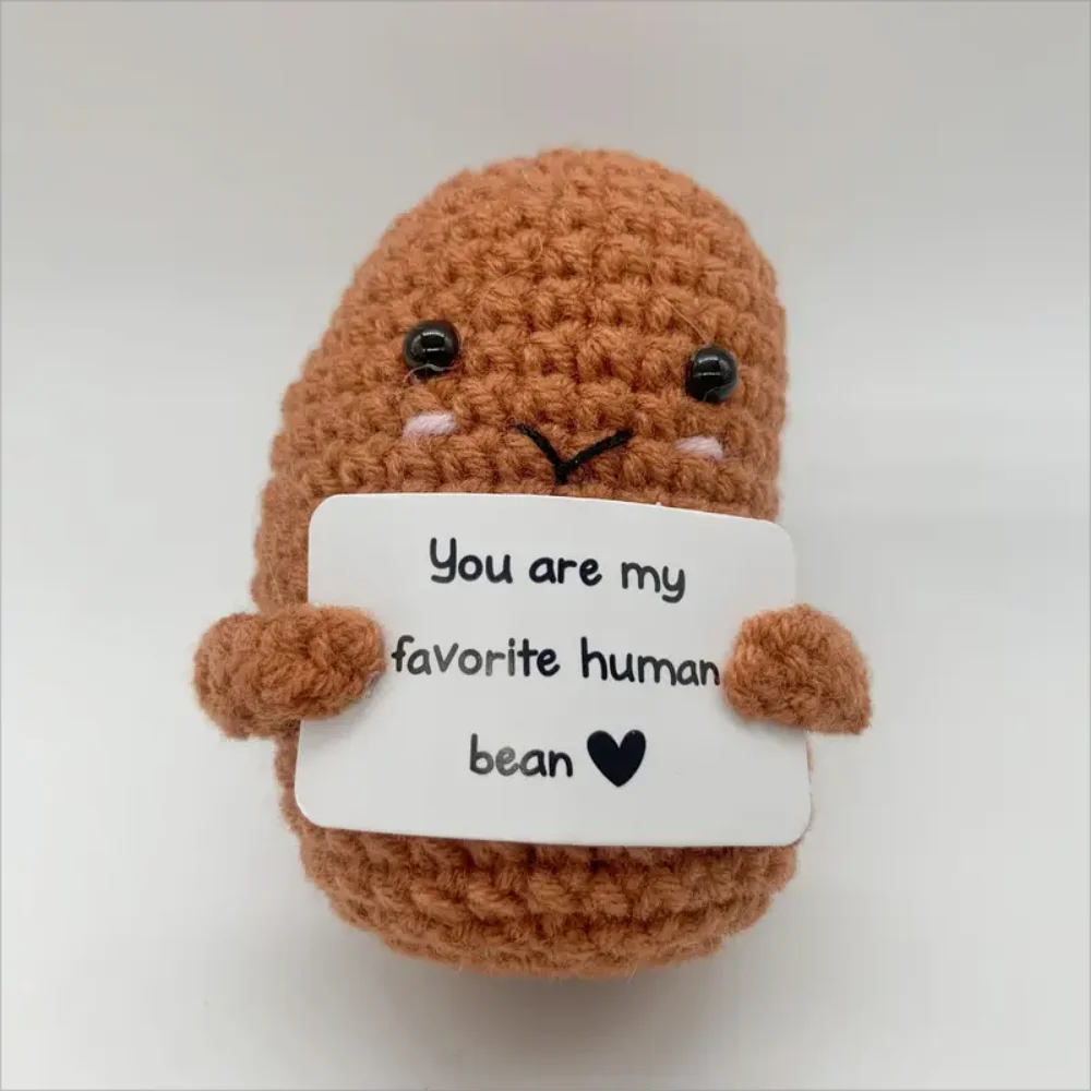 1pc Positive Bean, Positive Affirmation Gifts, Crochet Positive Bean, Funny Unique Crochet Plush Birthday Christmas Gift
