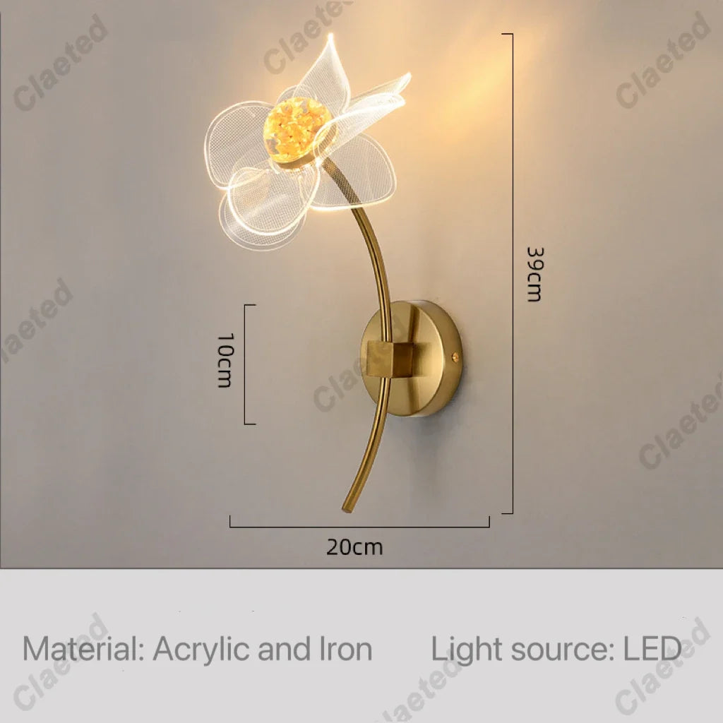 Flower Led Wall Lamps for Living Room Bedroom Bedside Sconce Light Modern Hallway Restaurant Background Decoration Lighting Deco