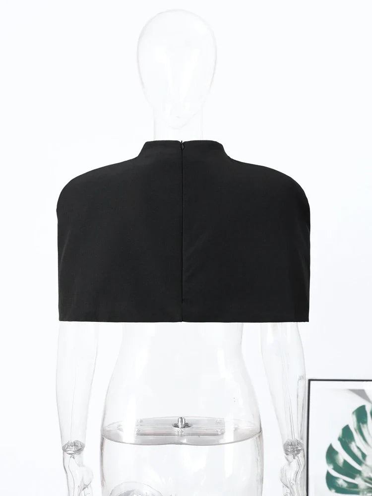 Cropped Women Blazer Zipper Sleeveless Stand Collar Solid Elegant Female Shrugs Top Fashion Casual Party Clothing New 2026