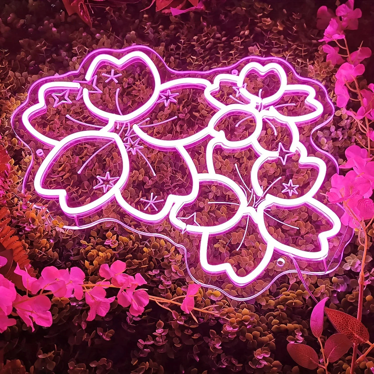 Pink Glow Flower Design LED Neon Sign Creates Romantic Atmosphere for Bedroom Living Room Wedding Party Decor Wall Art Lighting